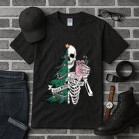 Funny Christmas Sorta Merry Sorta Scary Skeleton Xmas Tree Tall T-Shirt