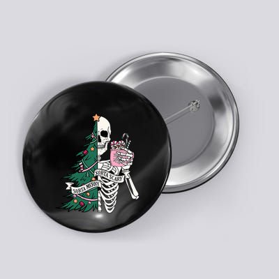 Funny Christmas Sorta Merry Sorta Scary Skeleton Xmas Tree Button