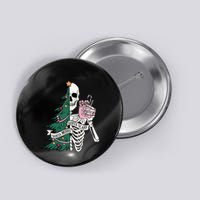 Funny Christmas Sorta Merry Sorta Scary Skeleton Xmas Tree Button
