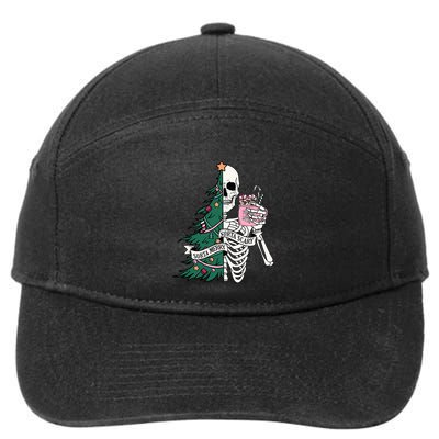 Funny Christmas Sorta Merry Sorta Scary Skeleton Xmas Tree 7-Panel Snapback Hat