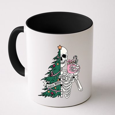 Funny Christmas Sorta Merry Sorta Scary Skeleton Xmas Tree Mug