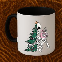 Funny Christmas Sorta Merry Sorta Scary Skeleton Xmas Tree Mug