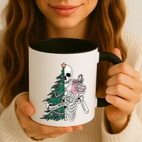 Funny Christmas Sorta Merry Sorta Scary Skeleton Xmas Tree Mug