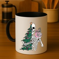 Funny Christmas Sorta Merry Sorta Scary Skeleton Xmas Tree Mug