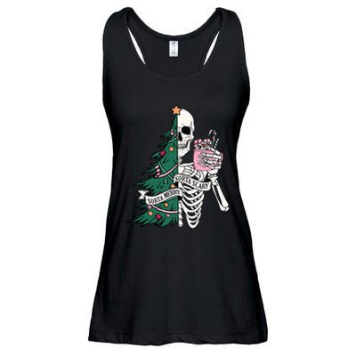 Funny Christmas Sorta Merry Sorta Scary Skeleton Xmas Tree Ladies Essential Flowy Tank