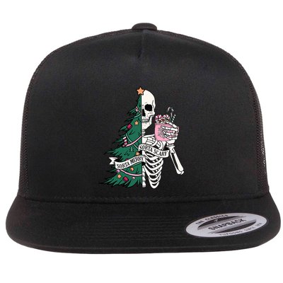 Funny Christmas Sorta Merry Sorta Scary Skeleton Xmas Tree Flatbill Hat