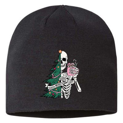 Funny Christmas Sorta Merry Sorta Scary Skeleton Xmas Tree Sustainable Beanie