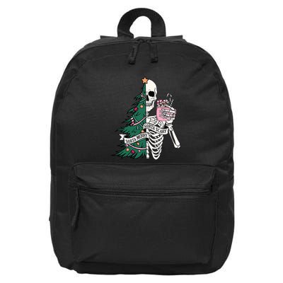 Funny Christmas Sorta Merry Sorta Scary Skeleton Xmas Tree 16 in Basic Backpack