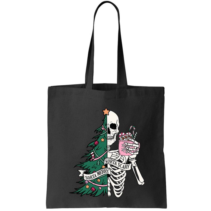 Funny Christmas Sorta Merry Sorta Scary Skeleton Xmas Tree Bag