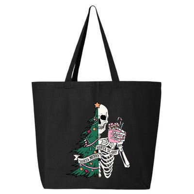 Funny Christmas Sorta Merry Sorta Scary Skeleton Xmas Tree 25L Jumbo Tote