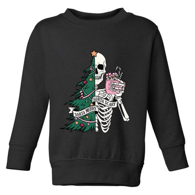 Funny Christmas Sorta Merry Sorta Scary Skeleton Xmas Tree Toddler Sweatshirt