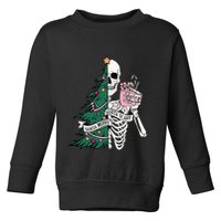 Funny Christmas Sorta Merry Sorta Scary Skeleton Xmas Tree Toddler Sweatshirt