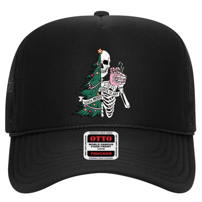 Funny Christmas Sorta Merry Sorta Scary Skeleton Xmas Tree Trucker Hat