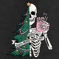 Funny Christmas Sorta Merry Sorta Scary Skeleton Xmas Tree Trucker Hat