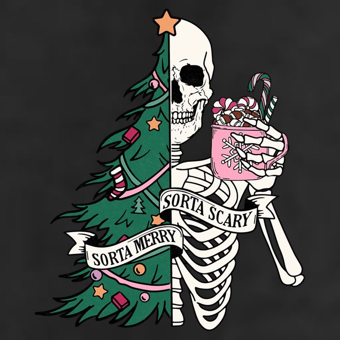 Funny Christmas Sorta Merry Sorta Scary Skeleton Xmas Tree Trucker Hat