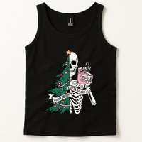 Funny Christmas Sorta Merry Sorta Scary Skeleton Xmas Tree Tank Top