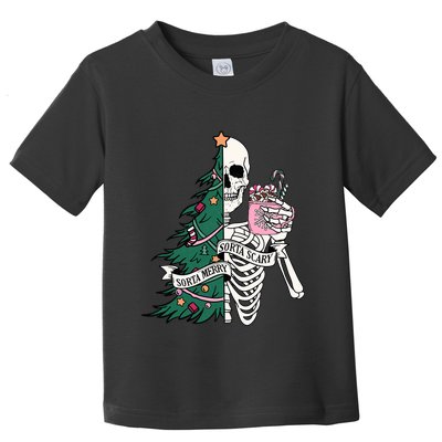 Funny Christmas Sorta Merry Sorta Scary Skeleton Xmas Tree Toddler T-Shirt