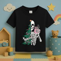 Funny Christmas Sorta Merry Sorta Scary Skeleton Xmas Tree Toddler T-Shirt