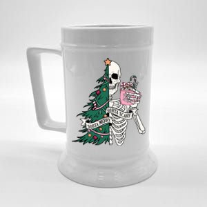 Funny Christmas Sorta Merry Sorta Scary Skeleton Xmas Tree Beer Stein