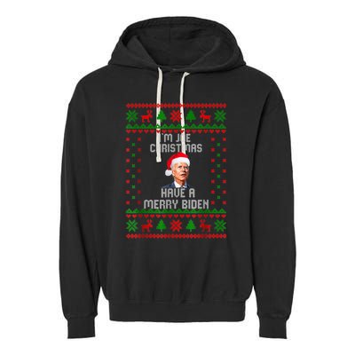 Funny Confused Santa Joe Biden Christmas Garment-Dyed Fleece Hoodie