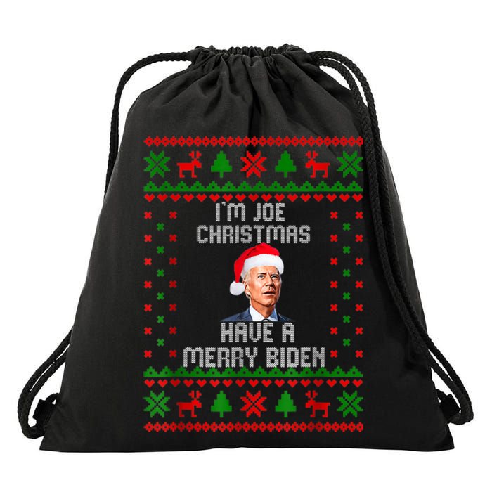 Funny Confused Santa Joe Biden Christmas Drawstring Bag