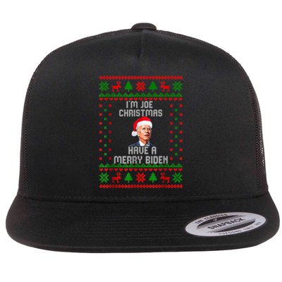 Funny Confused Santa Joe Biden Christmas Flat Bill Trucker Hat