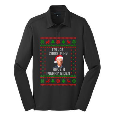 Funny Confused Santa Joe Biden Christmas Silk Touch Performance Long Sleeve Polo