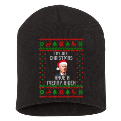 Funny Confused Santa Joe Biden Christmas Short Acrylic Beanie