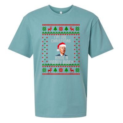 Funny Confused Santa Joe Biden Christmas Sueded Cloud Jersey T-Shirt