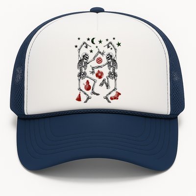 Funny Christmas Skeleton Dancing Christmas Lights Xmas Tree Cute Gift Trucker Hat