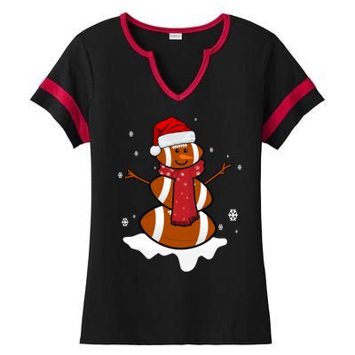 Football Christmas Snowman Ladies Halftime Notch Neck Tee