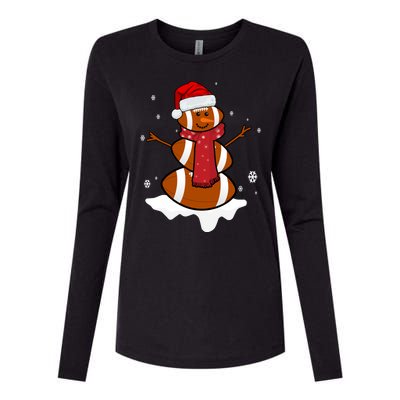 Football Christmas Snowman Womens Cotton Relaxed Long Sleeve T-Shirt