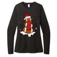 Football Christmas Snowman Womens CVC Long Sleeve Shirt