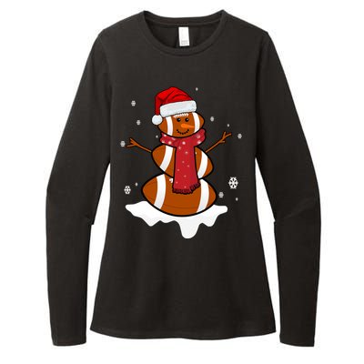 Football Christmas Snowman Womens CVC Long Sleeve Shirt