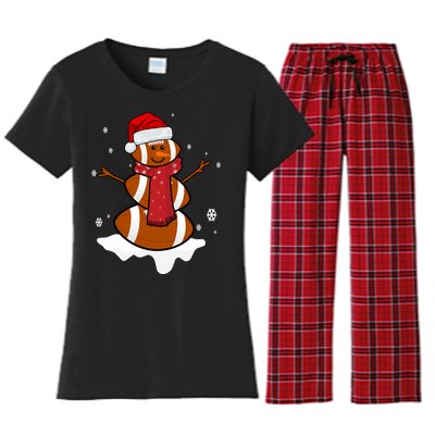 Football Christmas Snowman Women's Flannel Pajama Set