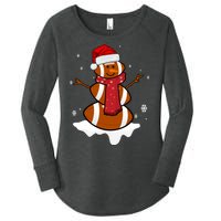 Football Christmas Snowman Women's Perfect Tri Tunic Long Sleeve Shirt