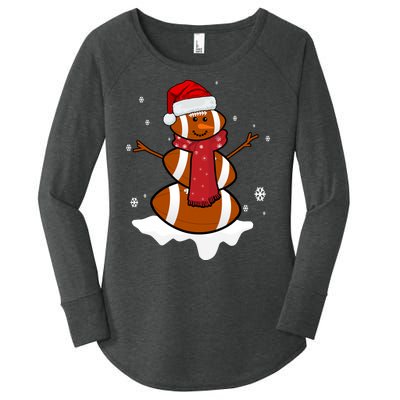 Football Christmas Snowman Women's Perfect Tri Tunic Long Sleeve Shirt