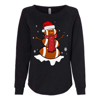 Football Christmas Snowman Womens California Wash Sweatshirt