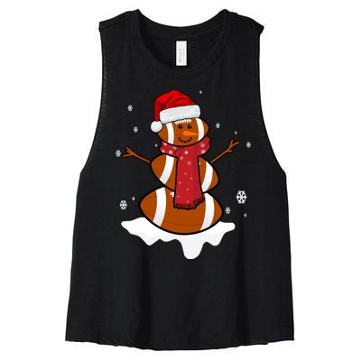 Football Christmas Snowman Women's Racerback Cropped Tank