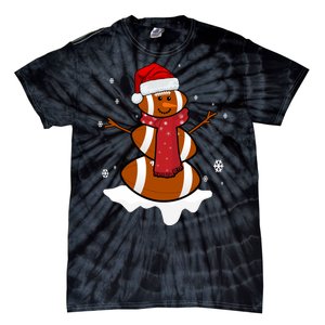 Football Christmas Snowman Tie-Dye T-Shirt