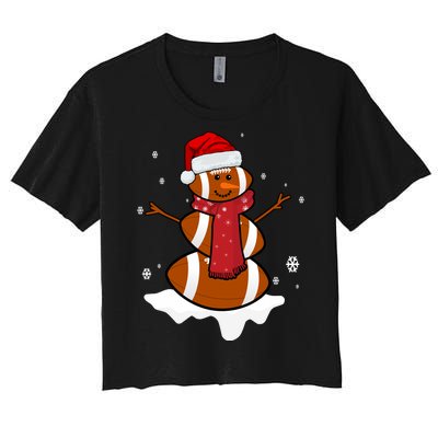 Football Christmas Snowman Women's Crop Top Tee