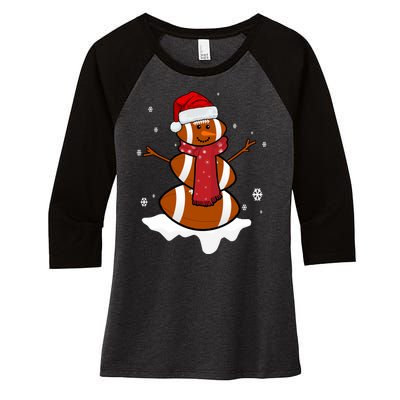 Football Christmas Snowman Women's Tri-Blend 3/4-Sleeve Raglan Shirt