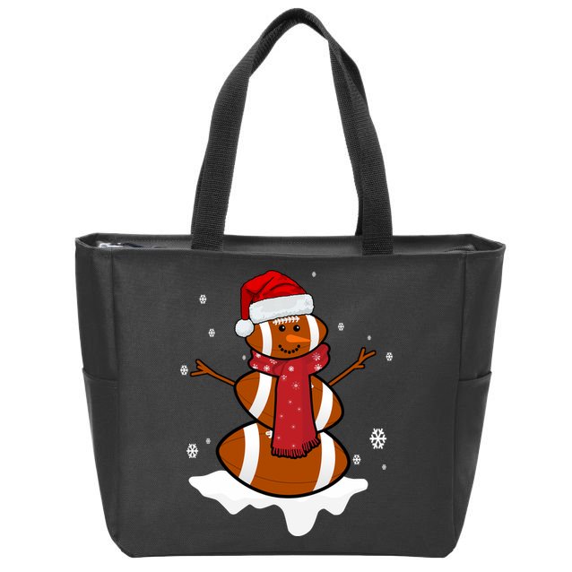 Football Christmas Snowman Zip Tote Bag