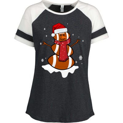 Football Christmas Snowman Enza Ladies Jersey Colorblock Tee