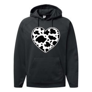 Farmer cows Skin print black and white Heart Cow Performance Fleece Hoodie