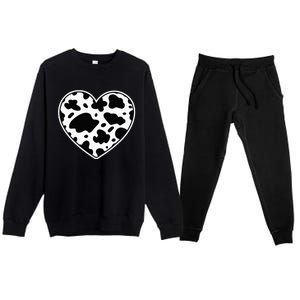 Farmer cows Skin print black and white Heart Cow Premium Crewneck Sweatsuit Set