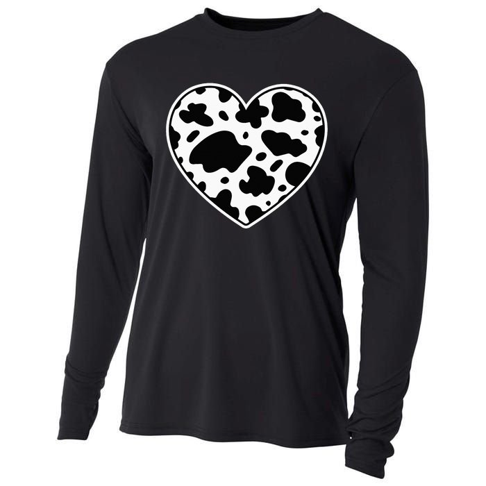 Farmer cows Skin print black and white Heart Cow Cooling Performance Long Sleeve Crew