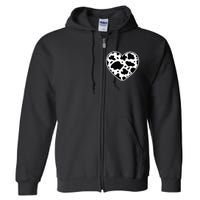 Farmer cows Skin print black and white Heart Cow Full Zip Hoodie