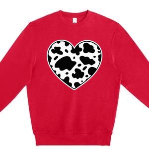 Farmer cows Skin print black and white Heart Cow Premium Crewneck Sweatshirt