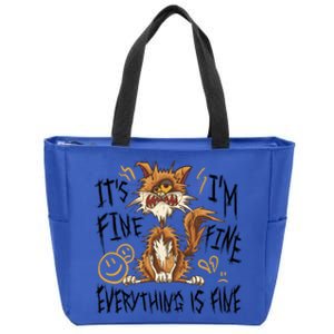 Funny Cat Sayings ItS Fine IM Fine Everything Is Fine Cool Gift Zip Tote Bag